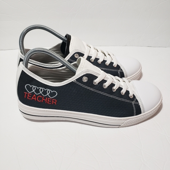 Unisex Adult Heart Teacher dark gray white shoes size M7.5/F10 EU 41 white sole - Picture 1 of 8